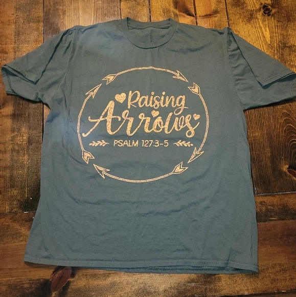 Raising Arrows Psalm 127 tee - Green with Gold - XL - Picture 2 of 8